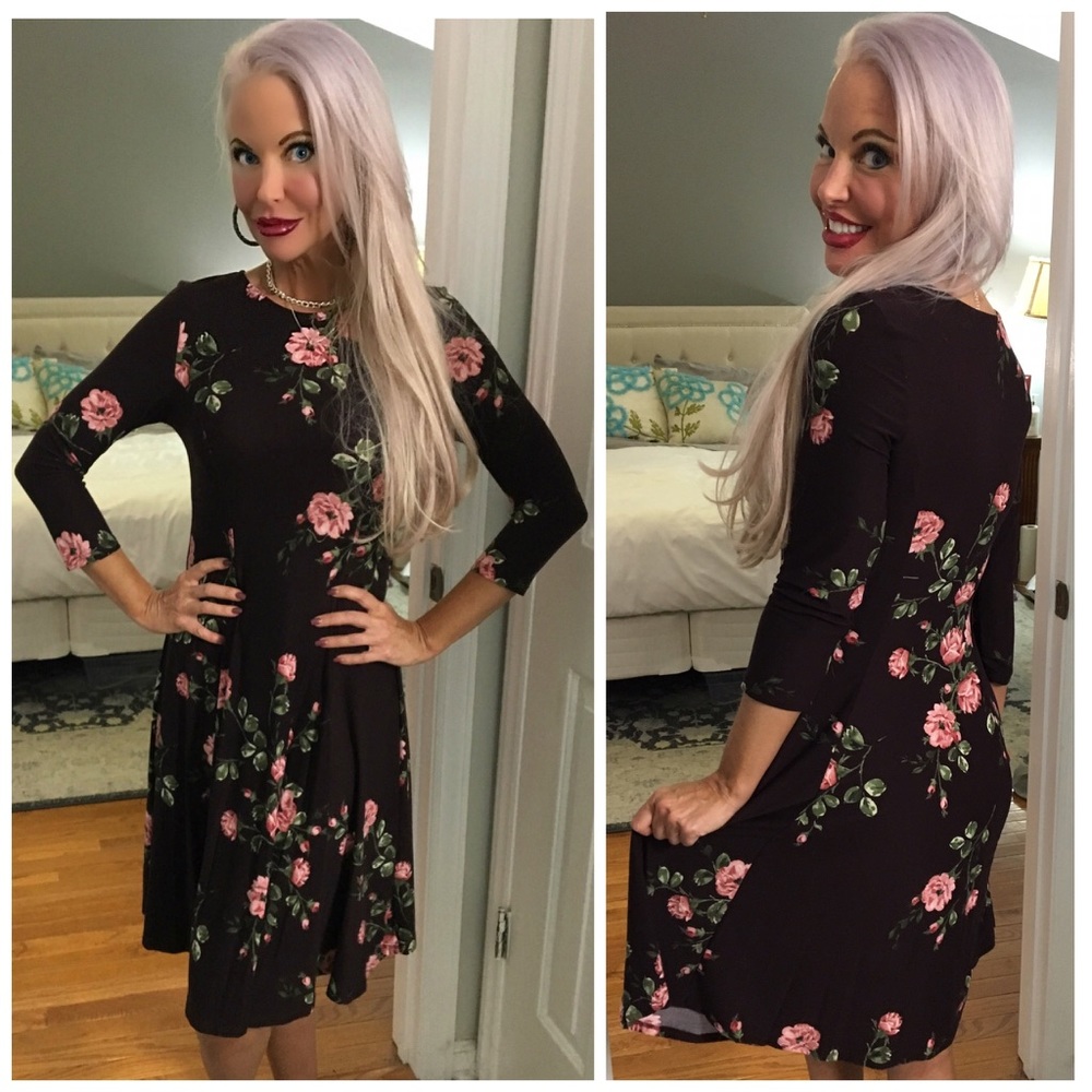 ❤️LAST 1! Stunning Deep Plum Floral Dress! - Picture 2 of 3